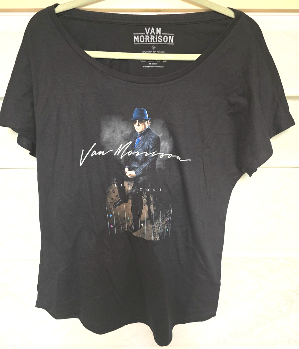 Van Morrison Shirt Womens Medium Black 2019 Tour Concert Graphic Tee NEW